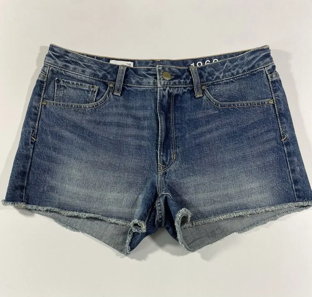 Gap 1969 Jean Denim Shorts Womens 28 Blue Authentic Slim Cut Offs